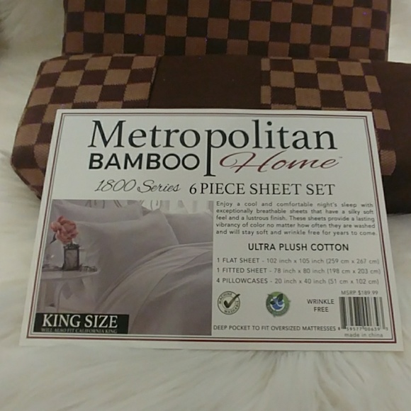 Metropolitan Bamboo Checkered King Sheet Set - Picture 7 of 8